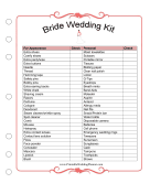 Wedding Planner Bride Survival Kit