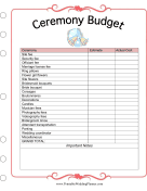 Ceremony Budget