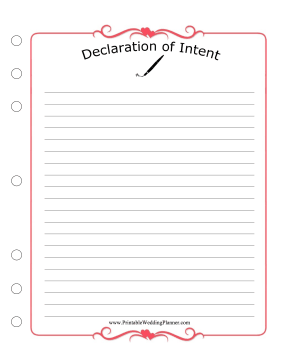 Wedding Planner Declaration Of Intent