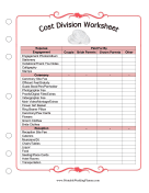Cost Division Worksheet