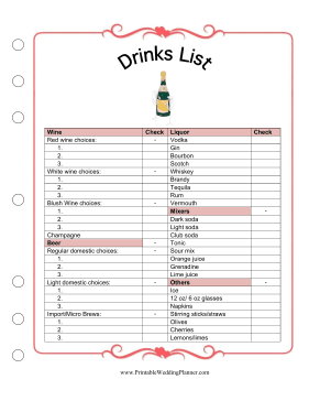 Drinks List