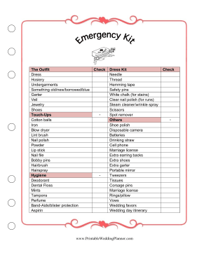 BLANK Wedding Day Mini Emergency Kit