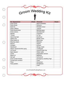 Wedding Planner Groom Survival Kit