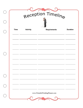 Wedding Planner Reception Timeline