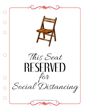 Wedding Planner Seat Reserved Social Distancing