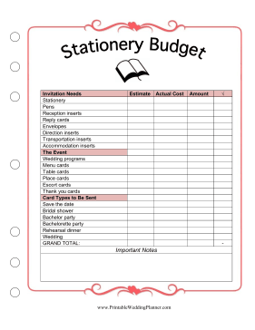 Stationery Budget