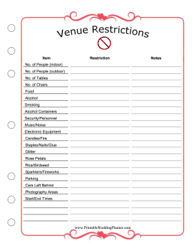 Wedding Planner Venue Restrictions